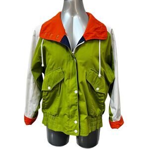 Vintage Braefair Sport Green Orange Color Block Sailing Jacket Women's Small